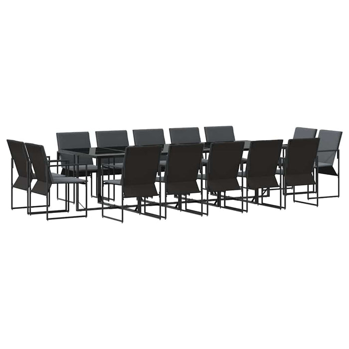 Set de masă pentru grădină 15 pcs Negru Oțel - WALTI WALTI