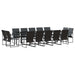 Set de masă pentru grădină 15 pcs Negru Oțel - WALTI WALTI