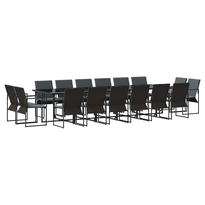 Set de masă pentru grădină 17 pcs Negru Oțel - WALTI WALTI