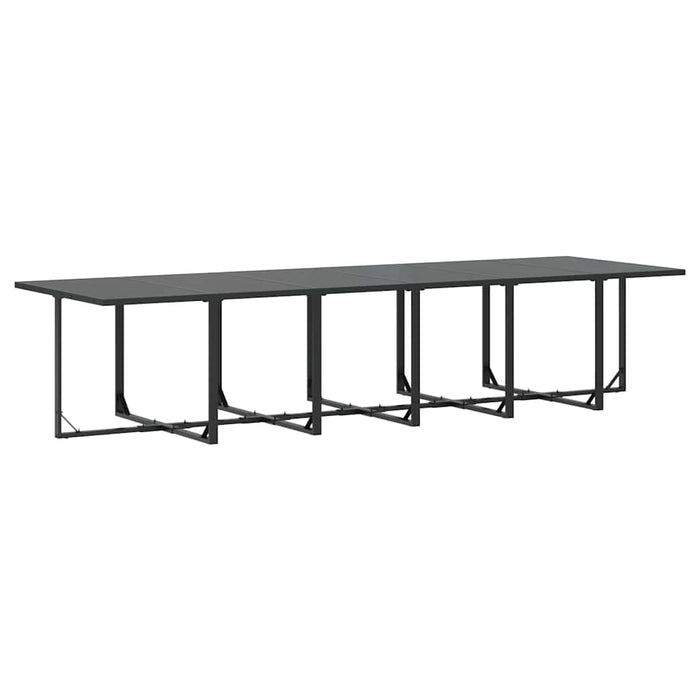 Set de masă pentru grădină 17 pcs Negru Oțel - WALTI WALTI