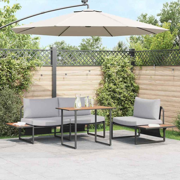 Set de masă pentru grădină 3 pcs Gri deschis Oțel - WALTI WALTI