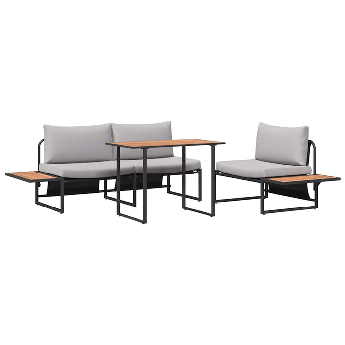 Set de masă pentru grădină 3 pcs Gri deschis Oțel - WALTI WALTI