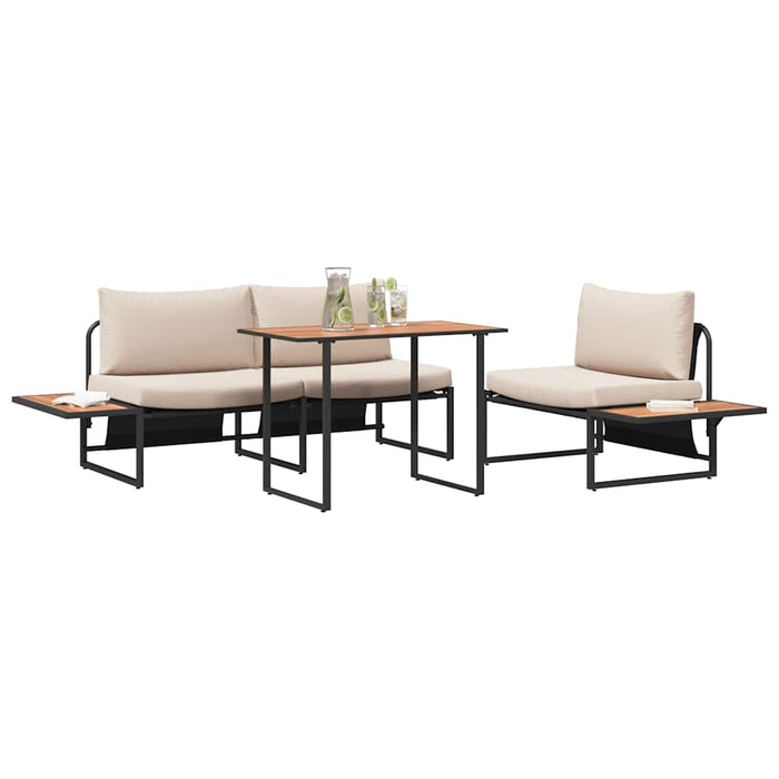 Set de masă pentru grădină 3 pcs Gri taupe Oțel - WALTI WALTI