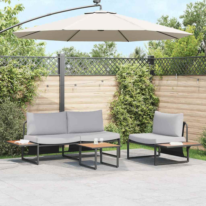 Set de masă pentru grădină 3 pcs Gri deschis Oțel - WALTI WALTI