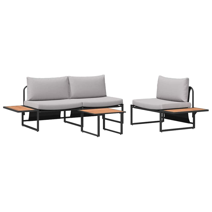 Set de masă pentru grădină 3 pcs Gri deschis Oțel - WALTI WALTI