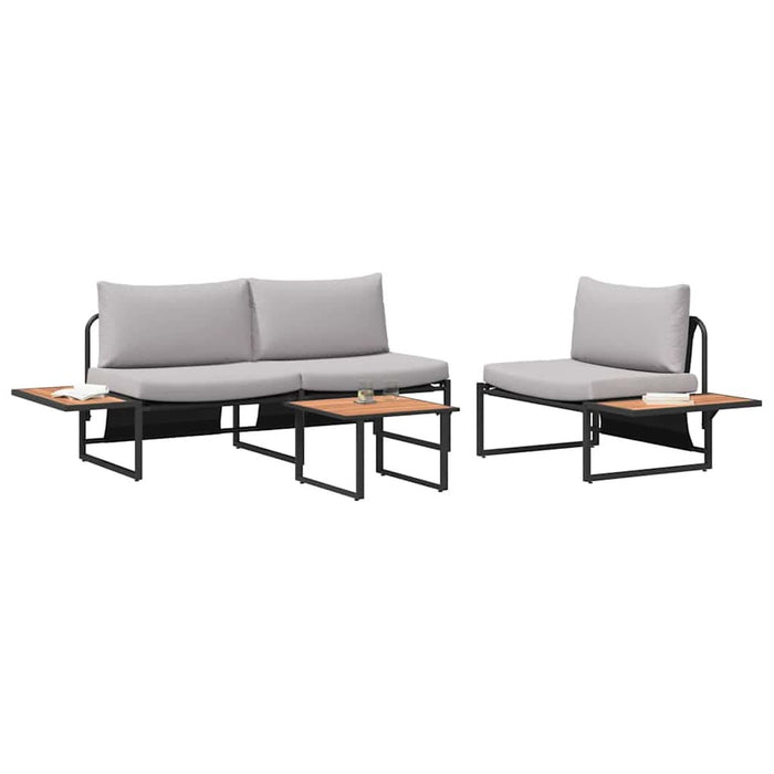 Set de masă pentru grădină 3 pcs Gri deschis Oțel - WALTI WALTI