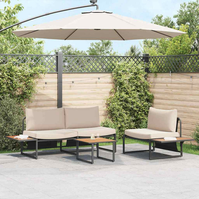 Set de masă pentru grădină 3 pcs Gri taupe Oțel - WALTI WALTI
