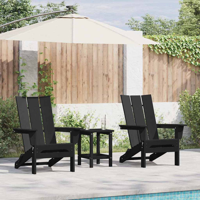 Scaune Adirondack pliabile , 2 bucăți, negre, 74.5x80.5x90 cm, din HDPE. - WALTI WALTI