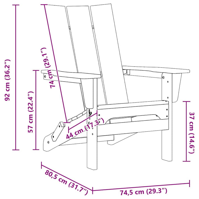 Scaune Adirondack pliabile , 2 buc, gri deschis, 74.5x80.5x90 cm, din HDPE. - WALTI WALTI