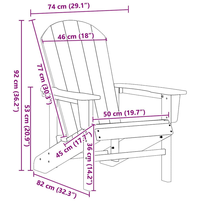 Scaune Adirondack , 2 bucăți, albe, dimensiuni 74x82x90 cm, din HDPE - WALTI WALTI