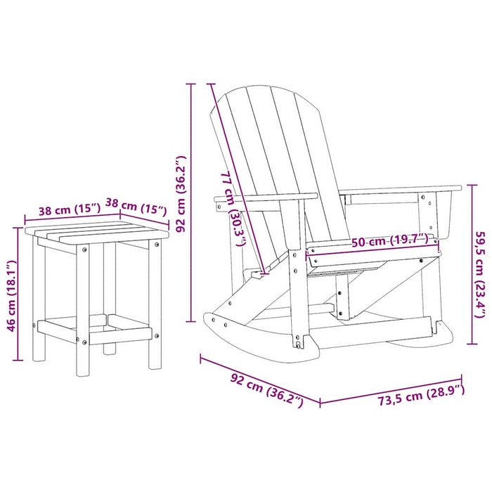 Set de lounge pentru grădină 3 pcs Alb HDPE - WALTI WALTI