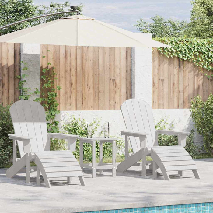 Scaune Adirondack cu suporturi pentru picioare – 2 bucăți, Alb, din HDPE - WALTI WALTI