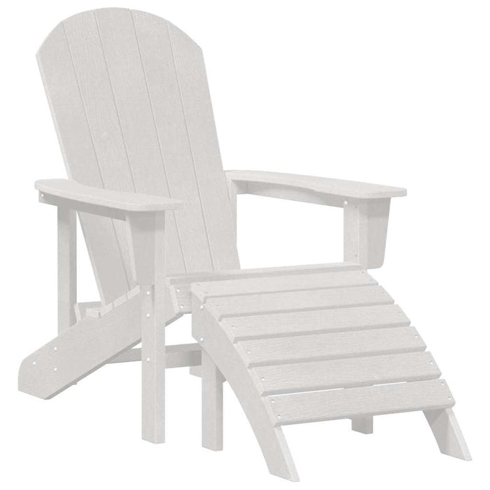 Scaune Adirondack cu suporturi pentru picioare – 2 bucăți, Alb, din HDPE - WALTI WALTI