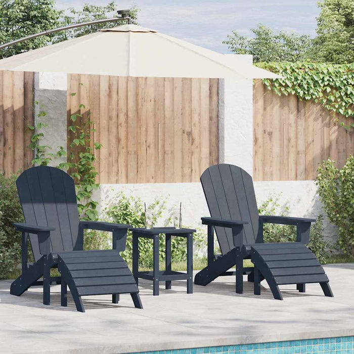Scaune Adirondack cu suporturi pentru picioare, 2 piese Albastru Bleumarin din HDPE - WALTI WALTI