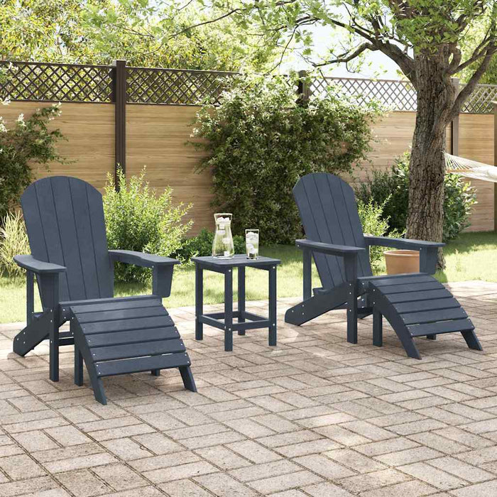 Scaune Adirondack cu suporturi pentru picioare, 2 piese Albastru Bleumarin din HDPE - WALTI WALTI