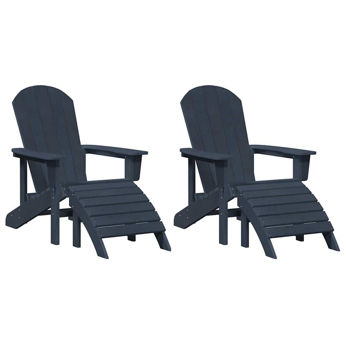 Scaune Adirondack cu suporturi pentru picioare, 2 piese Albastru Bleumarin din HDPE - WALTI WALTI