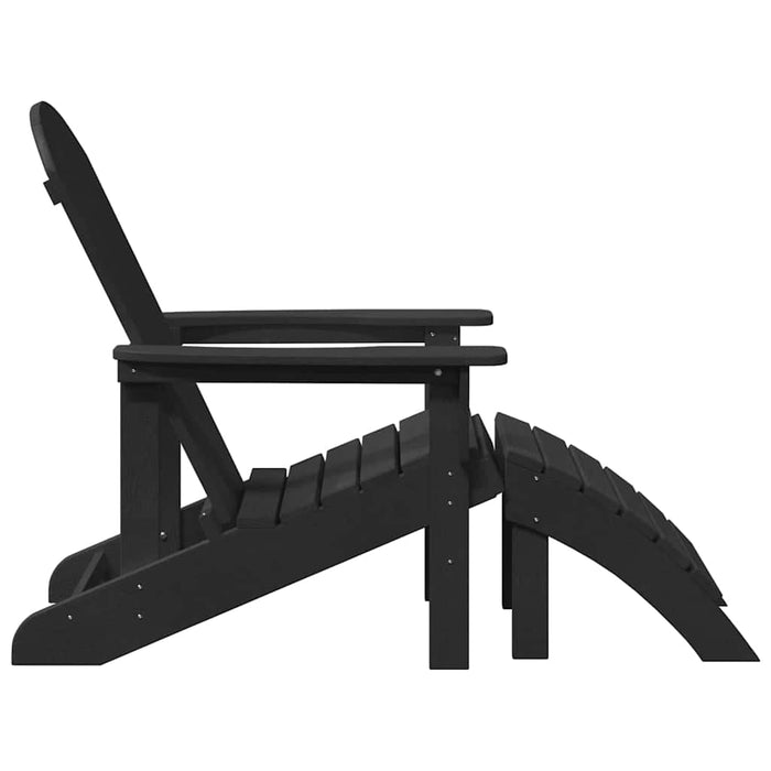 Set 2 scaune Adirondack cu suport pentru picioare, negre din HDPE. - WALTI WALTI
