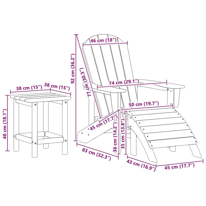 Set lounge grădină 3 piese albe HDPE - WALTI WALTI