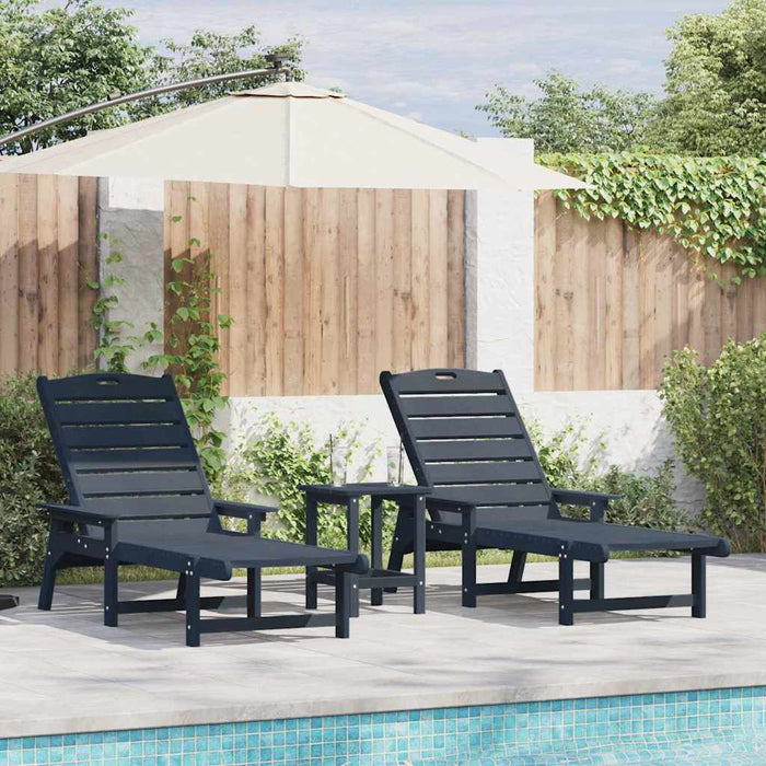Șezlonguri - 2 piese, Bleumarin, 162 x 53 x 98.5 cm, din HDPE - WALTI WALTI