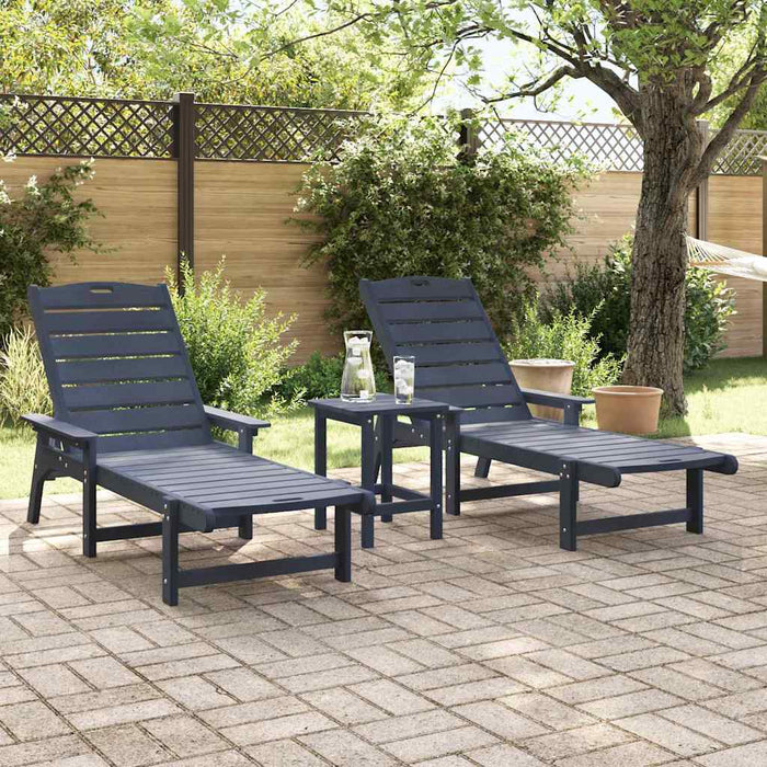 Șezlonguri - 2 piese, Bleumarin, 162 x 53 x 98.5 cm, din HDPE - WALTI WALTI