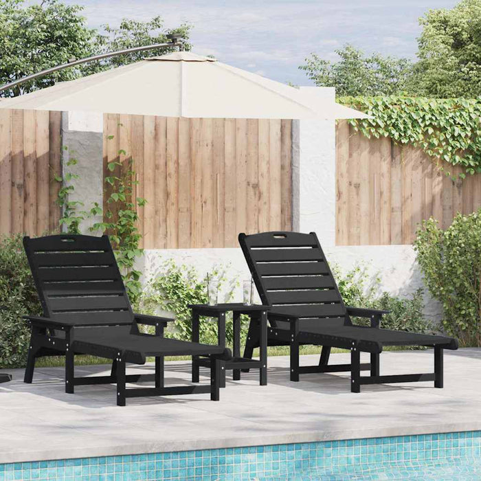 Șezlonguri 2 bucăți negre, 162x53x98,5 cm, din HDPE - WALTI WALTI