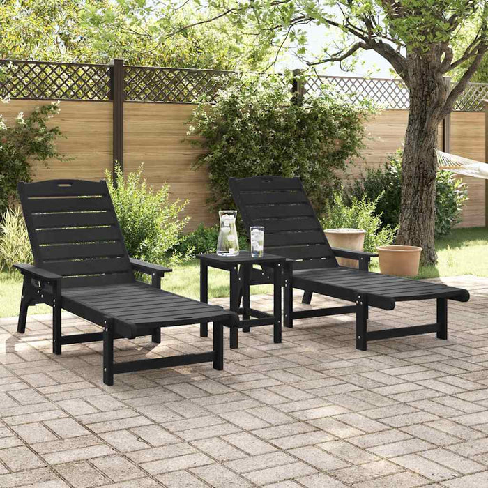 Șezlonguri 2 bucăți negre, 162x53x98,5 cm, din HDPE - WALTI WALTI