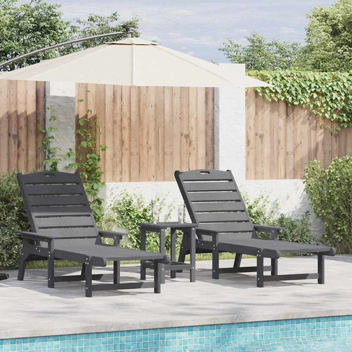 Șezlong 3 pcs Gri deschis Polietilenă - WALTI WALTI