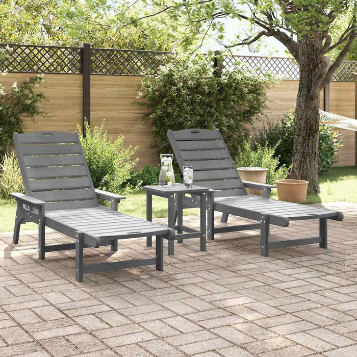Șezlong 3 pcs Gri deschis Polietilenă - WALTI WALTI