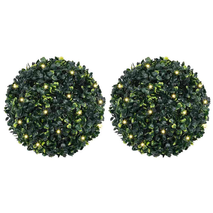 Mingi artificiale din lemn de cimiș cu lumini LED 2 buc Verde WALTI