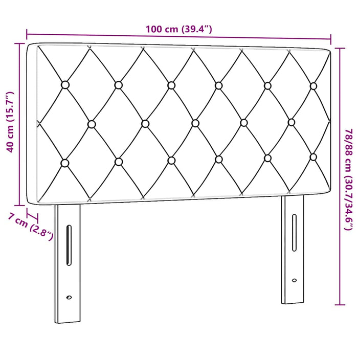 Tăblie cap Roz 100 cm Catifea - WALTI WALTI