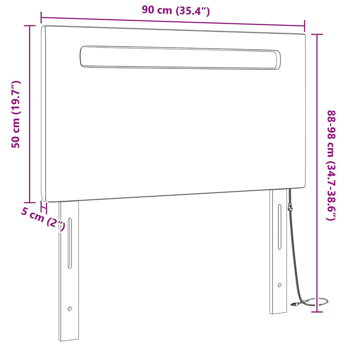 Tăblie LED Alb 90 cm Piele artificială WALTI