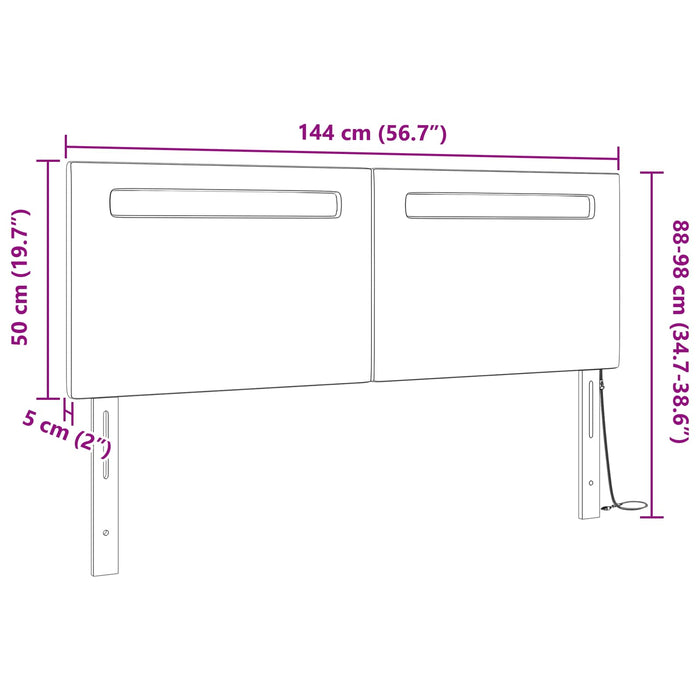 Tăblie LED Alb 144 cm Piele artificială WALTI