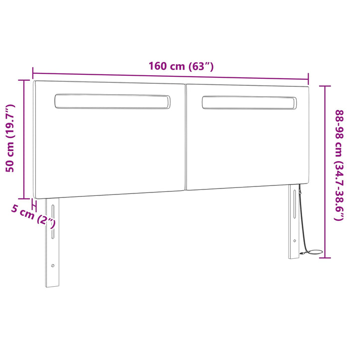 Tăblie LED Negru 160 cm Piele artificială WALTI