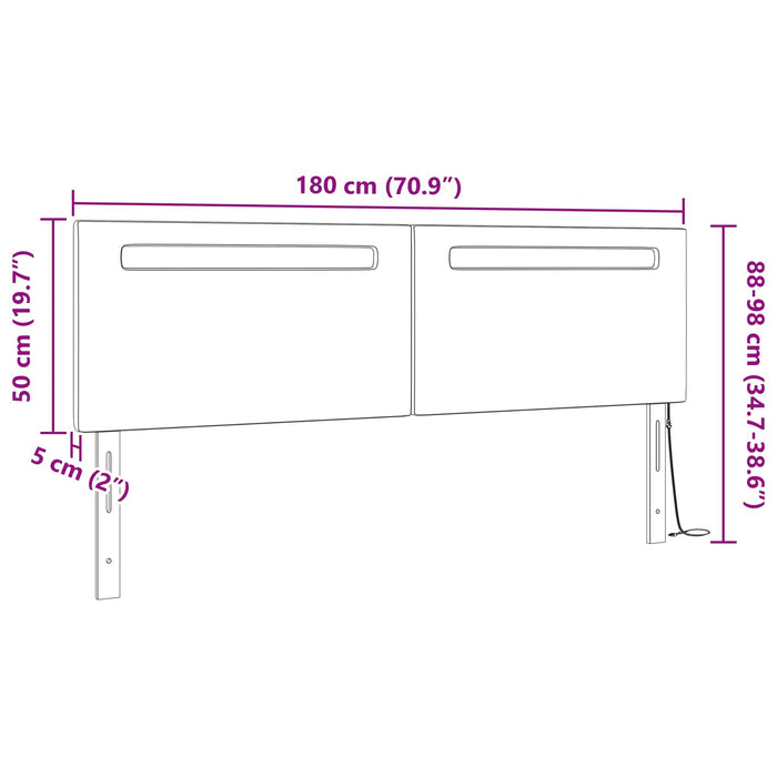 Tăblie LED Cappuccino 180 cm Piele artificială WALTI