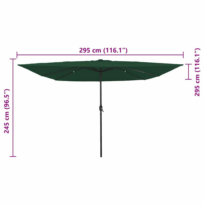 Umbrelă pătrată pentru grădină cu lumini LED 295x245 cm, Verde - WALTI WALTI