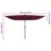 Umbrelă de Grădină Pătrată cu LED-uri 295x245 cm Roșu Bordeaux - WALTI WALTI