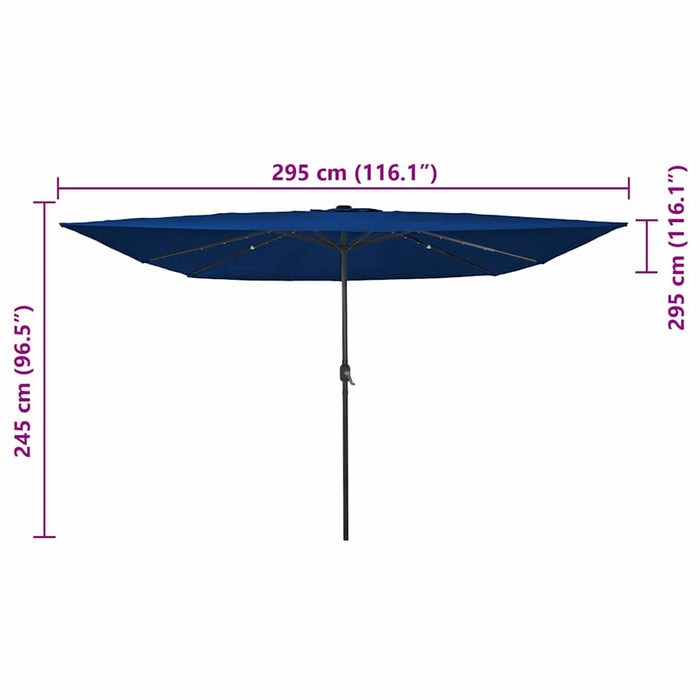 Umbrelă pătrată pentru grădină cu lumini LED, 295 x 245 cm, albastru deschis. - WALTI WALTI