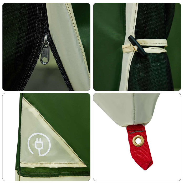 Set Cort pentru Camping 2 pcs Verde Tafetă și Material - WALTI WALTI