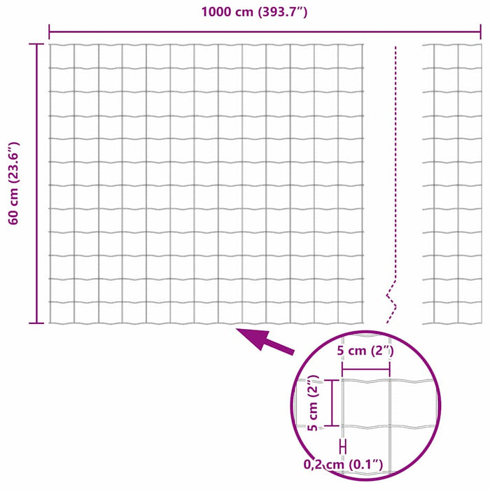 Gard Euro Gri 0,6 x 10 m Fier acoperit cu PVC WALTI
