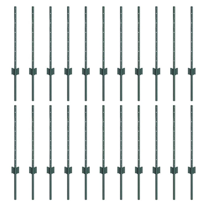 Stâlp de gard. 22 pcs Verde 100 cm Oțel - WALTI WALTI