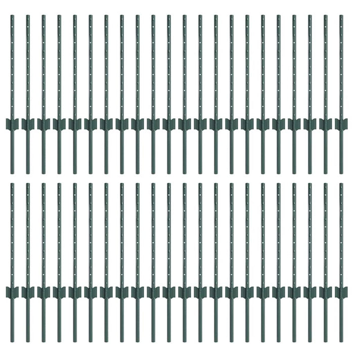 Stâlp de gard. 44 pcs Verde 100 cm Oțel - WALTI WALTI