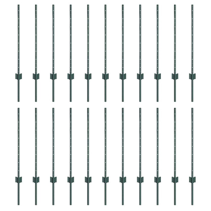 Stâlp de gard. 22 pcs Verde 120 cm Oțel - WALTI WALTI
