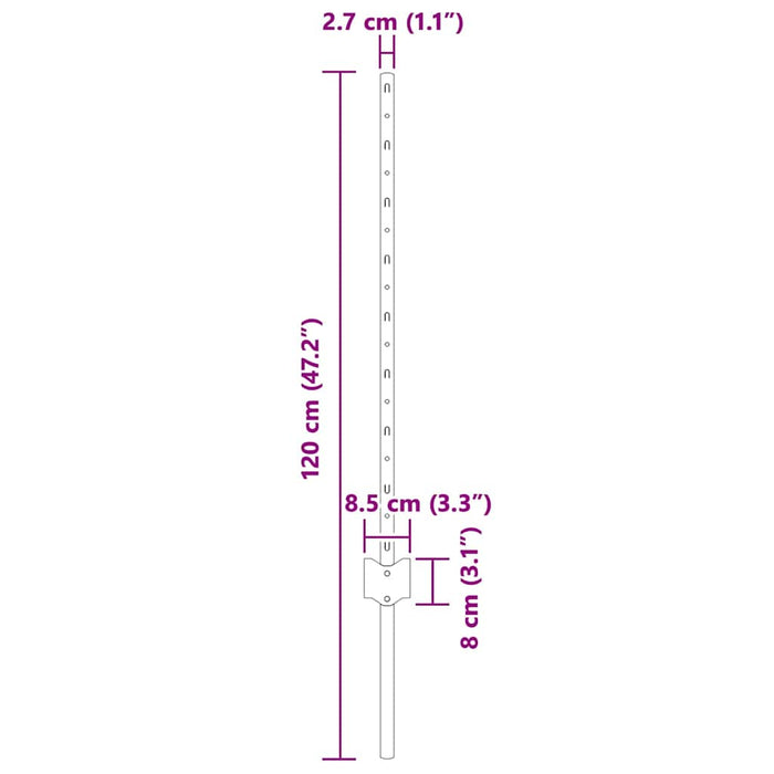 Stâlp de gard. 22 pcs Verde 120 cm Oțel - WALTI WALTI