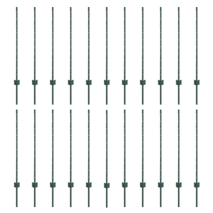 Stâlp de gard. 22 pcs Verde 140 cm Oțel - WALTI WALTI