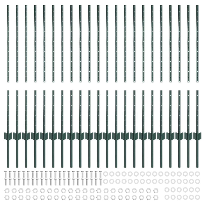 Stâlp de gard. 22 pcs Verde 140 cm Oțel - WALTI WALTI