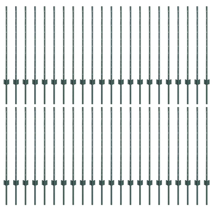 Stâlp de gard. 44 pcs Verde 140 cm Oțel - WALTI WALTI