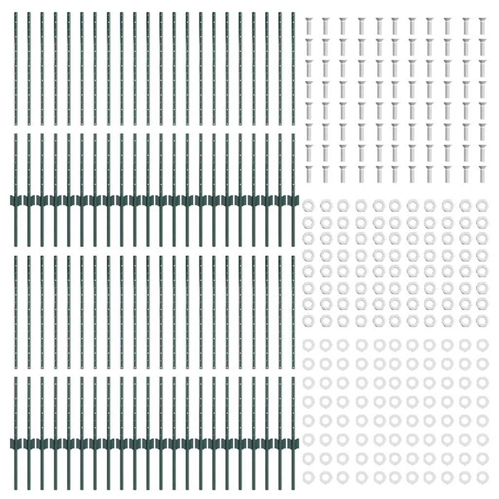 Stâlp de gard. 44 pcs Verde 140 cm Oțel - WALTI WALTI