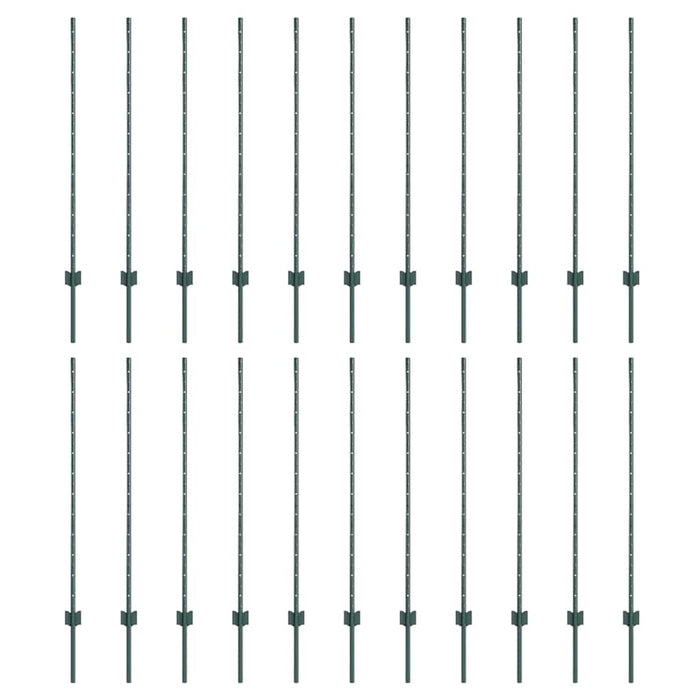 Stâlp de gard. 22 pcs Verde 160 cm Oțel - WALTI WALTI