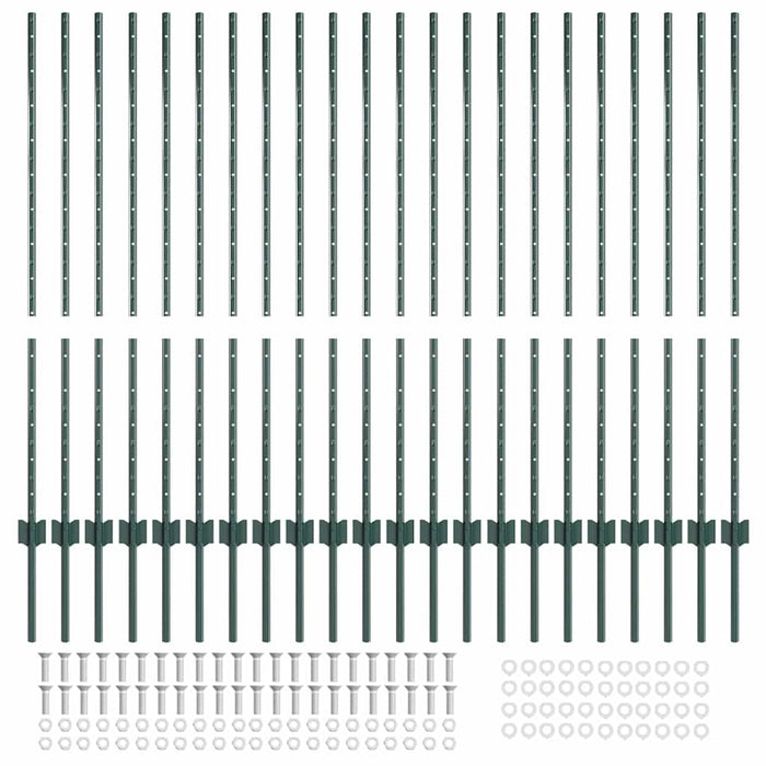 Stâlp de gard. 22 pcs Verde 160 cm Oțel - WALTI WALTI