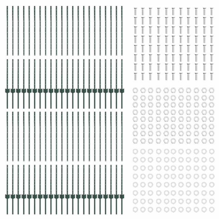 Stâlp de gard. 44 pcs Verde 160 cm Oțel - WALTI WALTI